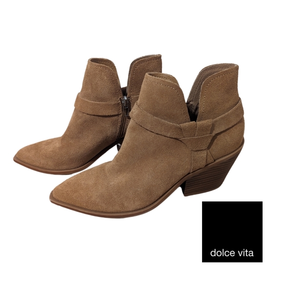 Dolce Vita Shoes - Dolce Vita Leather Ankle Boot Pointed Toe Suede, Camel Tan